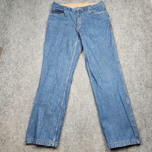 Duluth Trading Co Jeans Mens 35x34 Blue Medium‎ Wash Straight Leg Denim Casual